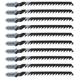 Create idea 20 Pieces T244D T-Shank Jigsaw Blades HCS Curve Cutting Wood Jigsaw Blades 100mm 6TPI for Sawing Glued Wood Soft Hard Wood
