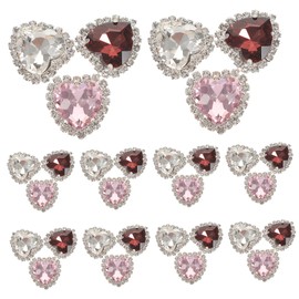 OHPHCALL 30pcs Heart-Shaped Rhinestones for Craft Projects Elegant Clothing Embellishments Easy Sew Decorative Diamonds for Clothes Bags and Accessories Transparent