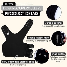 IECOii Dog Surgery Recovery Sleeve,Dog Knee Brace Leg Brace Sprain ACL CCL Arthritis Joint Care,Dog Recovery Suit,Dog Leg Wound Joint Protector to Prevent Licking Bite,Dog Elbow Protector,Black,M