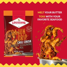 Louisiana Fish Fry Cajun Drip Chili Crush Butter Seasoning Mix - Seasoned Butter Sauce for Seafood - 2 oz. Bag (Pack of 1) - Just Add Butter and Toss with Seafood - Add a Burst of Flavor to Your Boiled Seafood with Cajun Drip