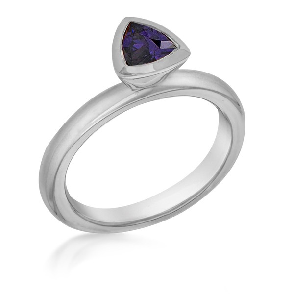 Tuscany Silver Women's Sterling Silver Black Rhodium Plated Triangle Amethyst