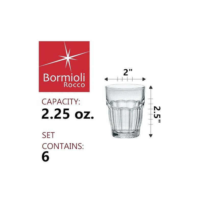 Bormioli Rocco Rock Bar 2.25 oz. Shot Stackable Tempered Beverage