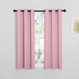 NICETOWN NICETOWN Window Curtain Panels, Thermal Insulated Solid Grommet Blackout Draperies/Drapes for Basement (Crystal Pink, 1 Pair, 29 by 45-inch)