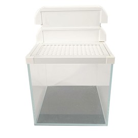 S SINGMOMEM Borderless Low Iron Water Tank 10GAL 11.8 "L × 11.8 "W × 11.8 "H Small Water Feature Tank, Black Leveling pad, Equipped with Silent Filter, Cotton Filter Material, and Water Pump