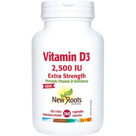 New Roots Vitamin D3 2,500 IU Extra Strength (Capsules), 360 Vegi-Capsules