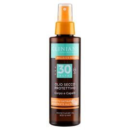 CLINIANS | Olio Secco Protettivo Corpo e Capelli SPF30, con Vitamina E, olio di Mandorla, Argan e Jojoba, 150mL