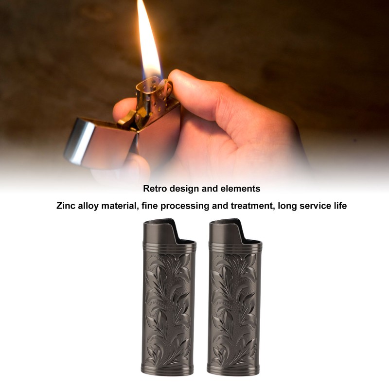 2PCS Torch Lighter Case Vintage Zinc Alloy Eye Catching Long