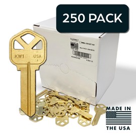 SUMMIT DOORWARE Kwikset Key Blanks in Premium Brass Quality | KW1 Uncut Blank Keys for Home and Professional Use | Pack of 250 Keys