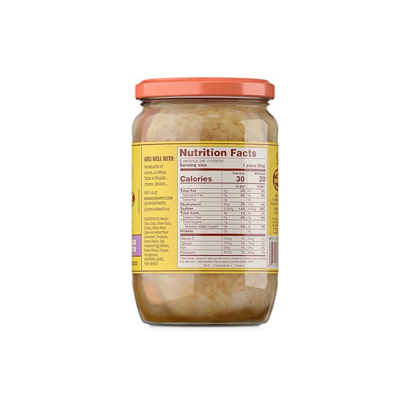 Manischewitz Gefilte Fish in Jelled Broth 24oz (2 Pack), Packed