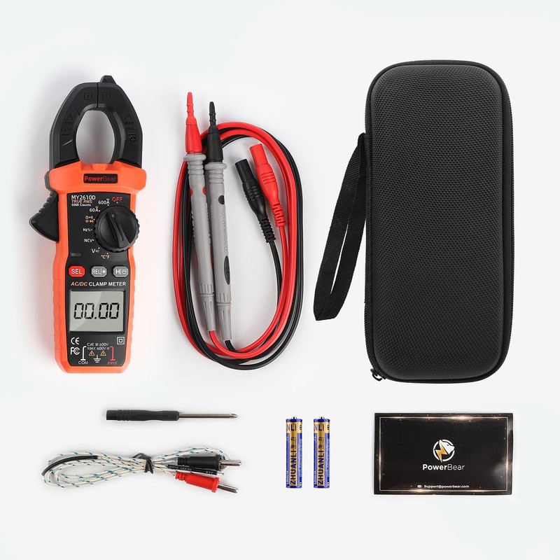 PowerBear Digital Clamp Meter Multimeter 6000 Counts for AC/DC Current