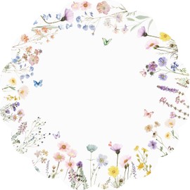 50 Pcs Spring Floral Paper Place Mats, Butterfly Paper Place Mats, 13.5 inch Scalloped Disposable Placemats Round Placemats for Table Paper Decoration for Birthday Wedding Banquet Party