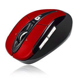 Adesso iMouse S60 Wireless Optical Mouse with 24 GHz RF Technology, Programmable Driver, Tilt-Wheel Scrolling, and Magnetically Storable Receiver (Red)