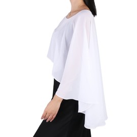 Ladiery Sheer Chiffon Capes Soft Capelets for Women, Lightweight Cloths and Wraps for Evening Party Dresses, White
