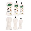 3PCS Golf Club Head Cover PU Waterproof Bird Pattern Golf