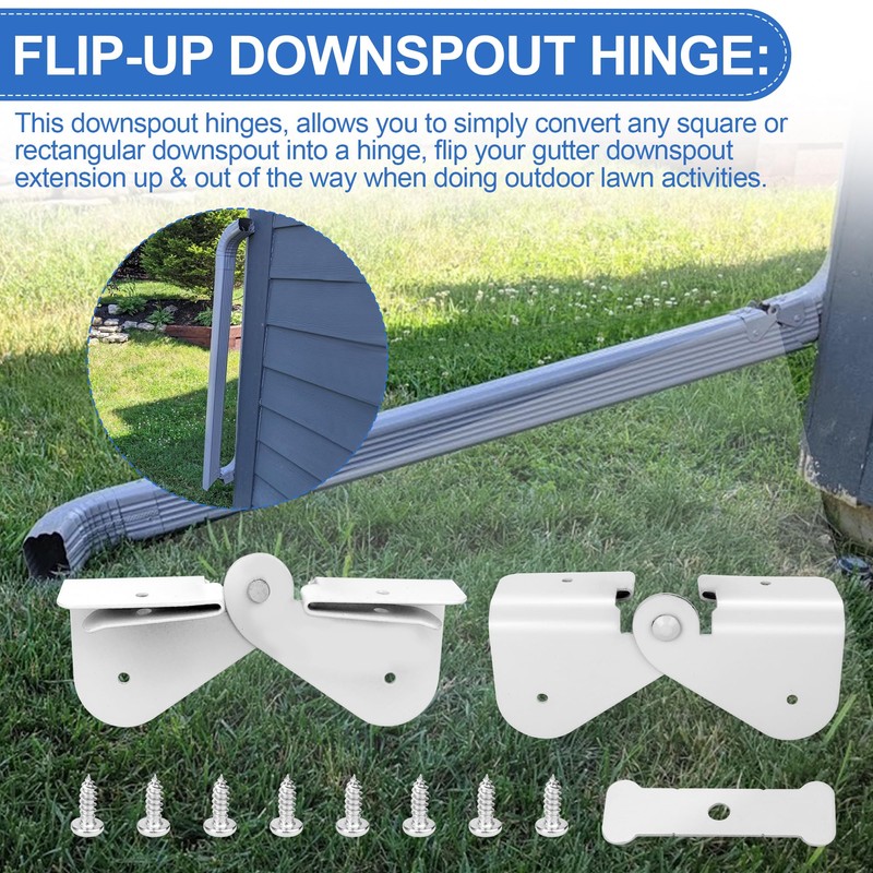 Gutter Downspout Hinge, 6Pcs Downspout Extension Flip-Up Zip Hinge Installation