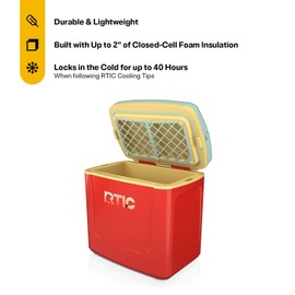 RTIC 8 QT Road Trip Personal Cooler, Small, Compact, Insulated, Portable Ice Chest Box for Food, Drink, Beverage, Beach, Camping, Picnic, Fishing, Boat, 12-Can Capacity, Desert Sunset