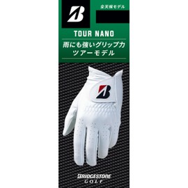 Bridgestone GL2509WH25 Men's Golf Glove Tour Nano, White, 9.8 inches (25 cm)