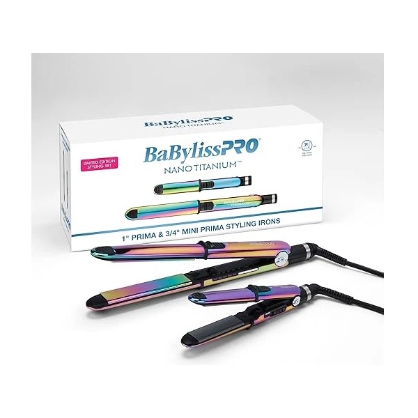 BabylissPro Nano Titanium Styling Irons 1' and 3/4"-Rainbow
