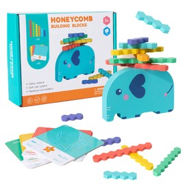 LETTERASHQP Elephant Stacking Tower Baby Balance Toy Stacking Tower Wooden Stacking Game Stacking Game Sorting Game Wooden Stacking Toy Motor Skills Toy Gift for Children Travel Park Outdoor Home