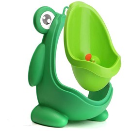 Funny Frog Boy Urinal, Children Potty Toilet Training, Kids Pee Trainer with Rotating Windmill Aiming Target, Easy Adjustable Height, Easy to Clean, Washable (Green)