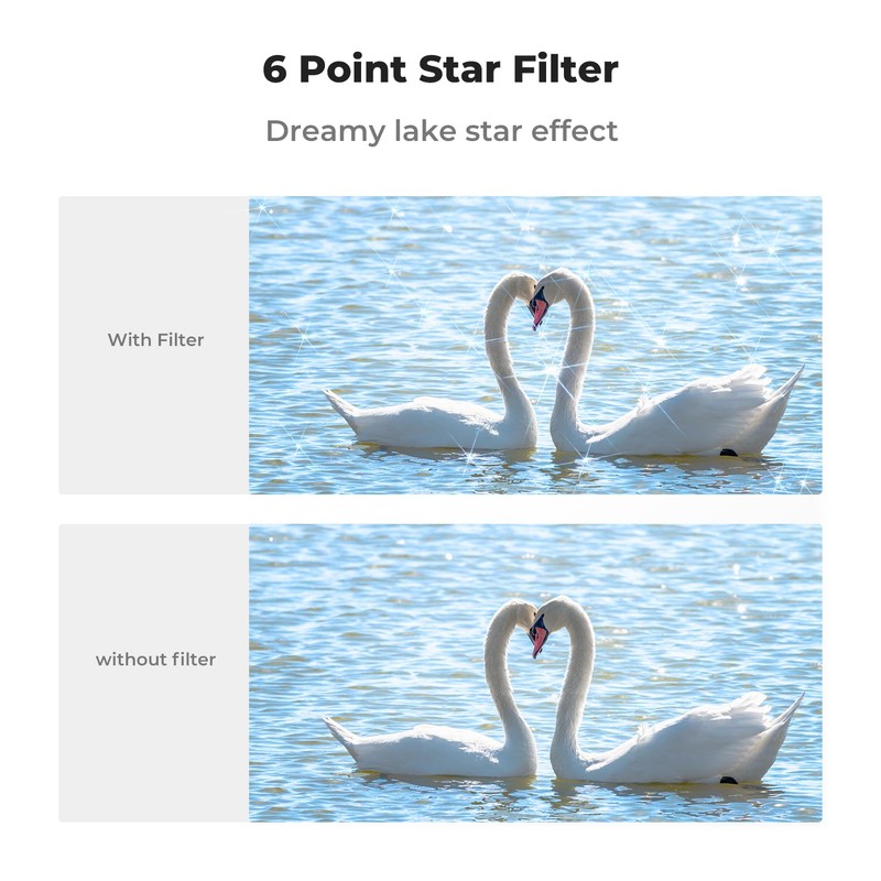 K&F Concept 82mm Star Filter Kit, 4 Points 6 Points