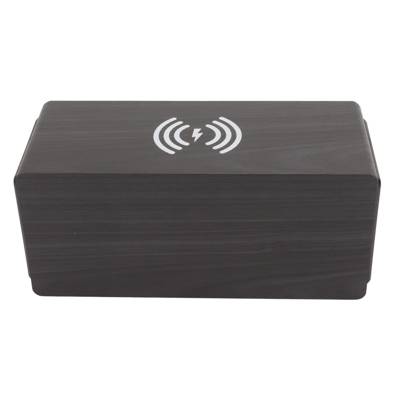 Bluetooth Speaker Digital Wooden Alarm Clock Wireless Charging 15W Dual