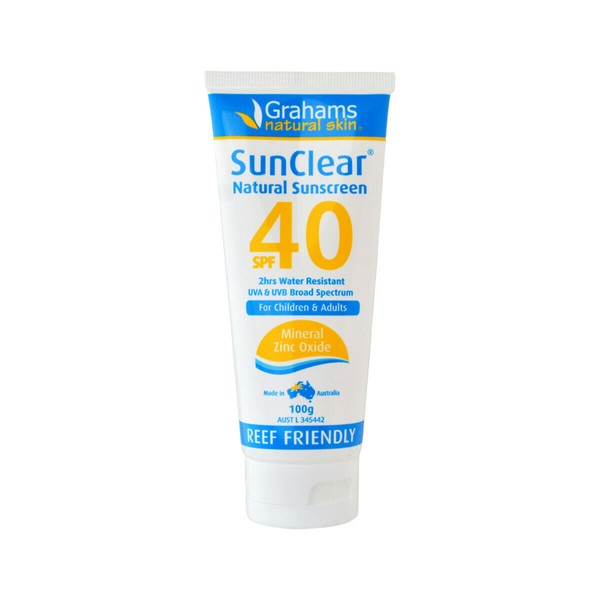 2 x 100g Grahams Natural SunClear Natural Sunscreen SPF 40 (Children & Adults)