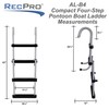 RecPro Marine Pontoon Boat 4 Step Folding Boarding Ladder AL-B4