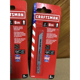 Craftsman 3 Pack 2pc Craftsman 4” 6 TPI Bi-Metal T-Shank Wood Cutting Jig Saw Blades