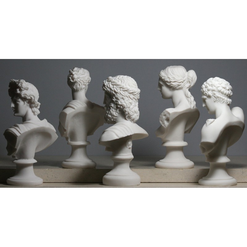 Set 5 Bust Head God Zeus Artemis Aphrodite Hermes Apollo