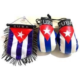 Cuban Cuba flags Cuban Boxing gloves Combo Gift pack Rearview Mirror Car Accessories Decoration