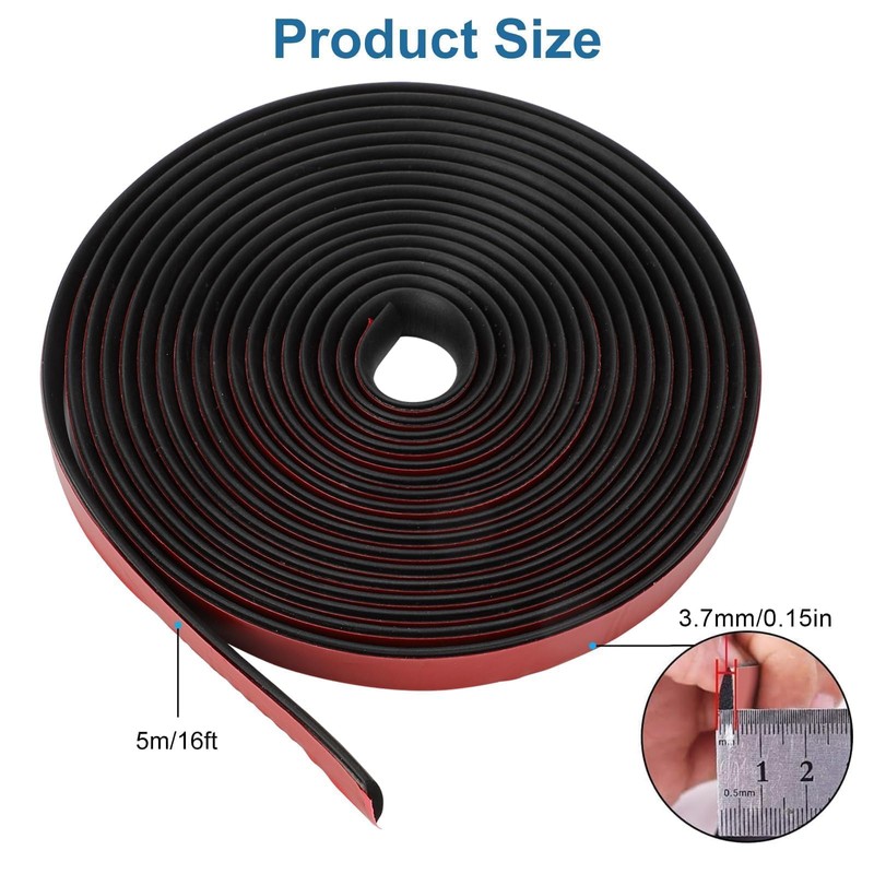 EEEKit 5M/16FT Auto Seal Weather Stripping: Rubber Sealing Strip Trim