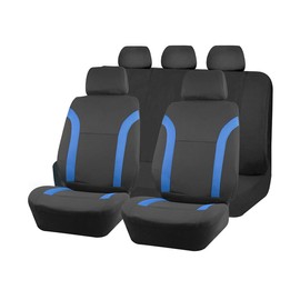 Zpana Car Seat Cover Full Sets, 9PCS Waterproof Vehicle Front and Rear Split Bench Covers with 3D Foam Back Support, Breathable Auto Seat Protective Accessories, Universal for SUV RV Truck (Blue)