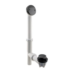 Westbrass A593244-62 14" x 1-1/2" White Tubular Bathtub Waste & Overflow Assembly with Tip-Toe Drain Plug and 2-Hole Faceplate, Matte Black