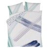 Sleepdown Abstract Brush Strokes White Teal Navy Reversible Duvet Cover