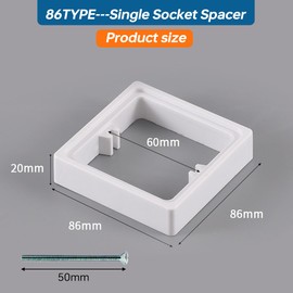 Acmerota 20mm White Single Socket Spacer 1 Gang Square Spacer for Lush Mount Back Pattress Box Height Increase for Living Room School Office Socket Stackable