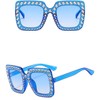 IKUVNA Oversized Crystal Rhinestone Sunglasses for Women Men Thick Frame