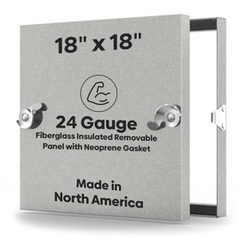 Best 18" x 18" Removable Duct Access Panel with Neoprene Gasket, 2” Fiberglass Insulated HVAC Duct Access Door, 24-Gauge Steel Double Panel, 5/8" Notched Knock Over Tabs, Hand Cam Latch, BA-CD-5080