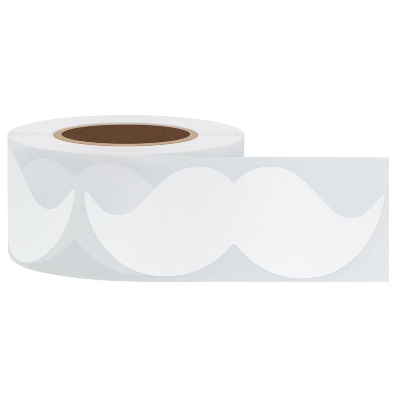 Hybsk 8cm x 4cm White Mustache Stickers Moustache Party Baby