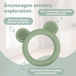 Eascrozn 3 Pack BabyTeething Toys, Teethers for Babies 3-6 6-12 Months, BPA Free Teething Relief Easy to Hold, Silicone Teether Toys for Baby Essentials