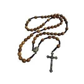 Holy Land Olive Wood Rosary, Handmade in Bethlehem & Jerusalem with Crucifix, Soil Sample & Certificate