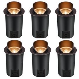 [6 Pack] CLOUDY BAY 9W Well Lights Landscape LED In Ground Outdoor,Shielded Top,Low Voltage 12-24V AC/DC,Waterproof Aluminum Uplights,2700K/3000K/3500K/4000K/5000K,Transformer Excluded
