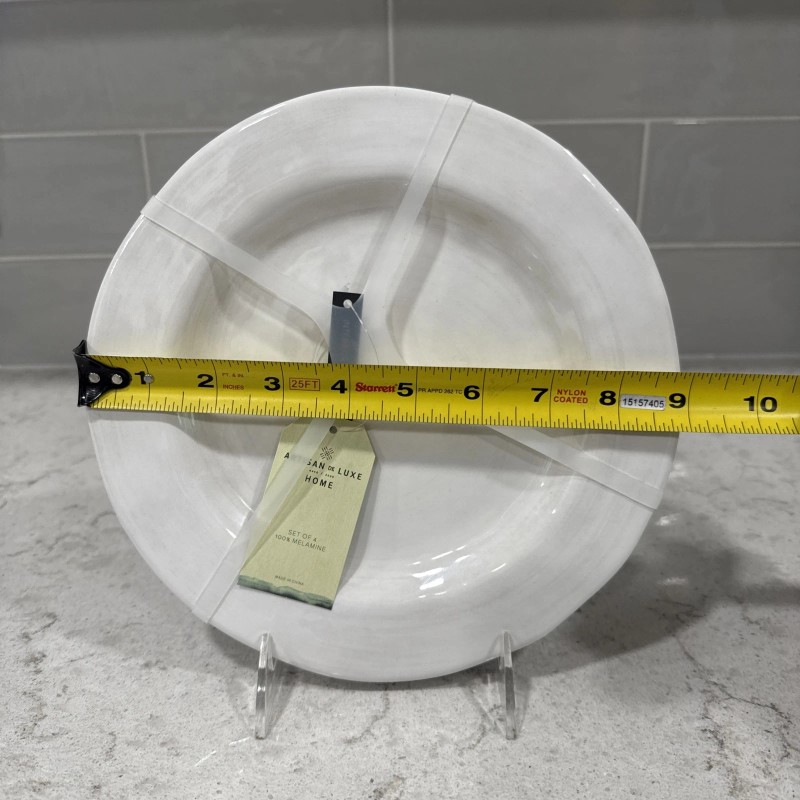 Artisan de Luxe Set 4 RUSTIC WHITE 9” Melamine Indoor