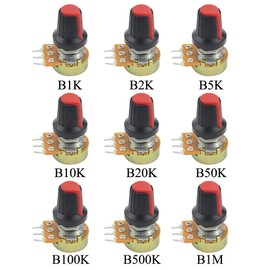 WMYCONGCONG 27個 ポテンショメータ B1K B2K B5K B10K B20K B50K B100K B500K B1MΩ リニアロータリーテーパポテンショメーターノブキャップ付き 音量 制御 3端子 ポテンショメーター