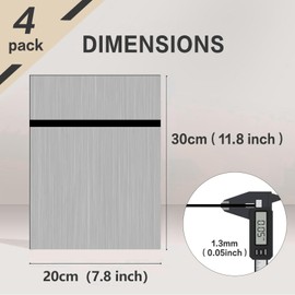 Creatorally ABS Plastic Plate, Laser Blanks for Engraving 30 x 20 cm 1.3 mm, Laser Engraving Material 4 Pieces for Name Plate Front Door, Engraving Plate for Cutting (Black on Matt Brushed Silver)