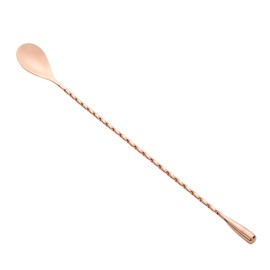Restaurantware Bar Lux 12 Inch Bar Spoon 1 Corkscrew Handle Cocktail Stirrer Spoon - Long Commercial Copper-Plated Stainless Steel Cocktail Mixing Spoon For Stirring And Mixing