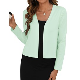 Zeagoo Womens Long Sleeve Cropped Cardigan Shrug Summer Lightweight Bolero Shrugs Cardigan for Dress