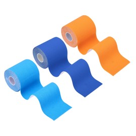 PATIKIL 5.5 Yard x 3 Inch Kinesiology Tape, 3 Roll Adhesive Cotton Sports Muscle Support Tapes Waterproof Elastic Tape for Knee Ankle Wrist Shoulder, Orange/Dark Blue/Blue