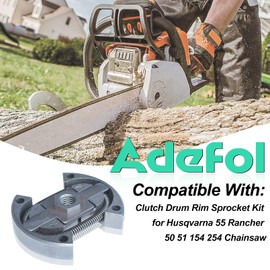 Adefol 325"-7 Clutch Drum Rim Sprocket Kit for Husqvarna 55 Rancher 50 51 154 254 Chainsaw with Chain Adjuster Tensioner Rim Sprocket Needle Bearing Oil Line Part 501 45 54-03 503088702