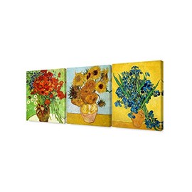 DECORARTS - Triptych (Van Gogh Flower Series), Vincent Classic Art Reproduction. Giclee Canvas Prints Wall Art for Home Decor 16x20, 3pcs/Set